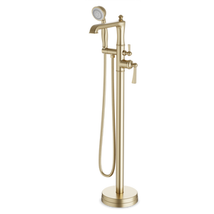 Artos Classic Floor Mount Tub Filler Trim Kit with Hand Held Shower Satin Brass
