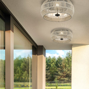 Seabrooke Flush Mount - Outdoor in Natural Black with Summer Sands Shade