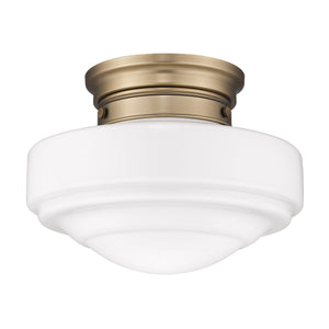 Ingalls Semi-Flush in Modern Brass and Vintage Milk Glass Shade