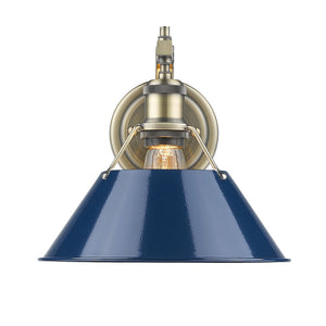 Orwell AB 1 Light Wall Sconce in Aged Brass with Navy Blue Shade