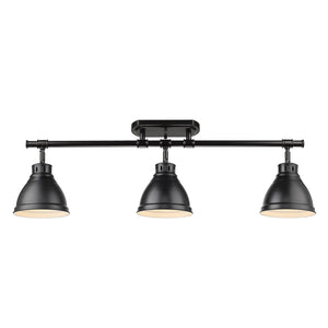Duncan 3 Light Semi-Flush - Track Light in Matte Black with a Matte Black Shades