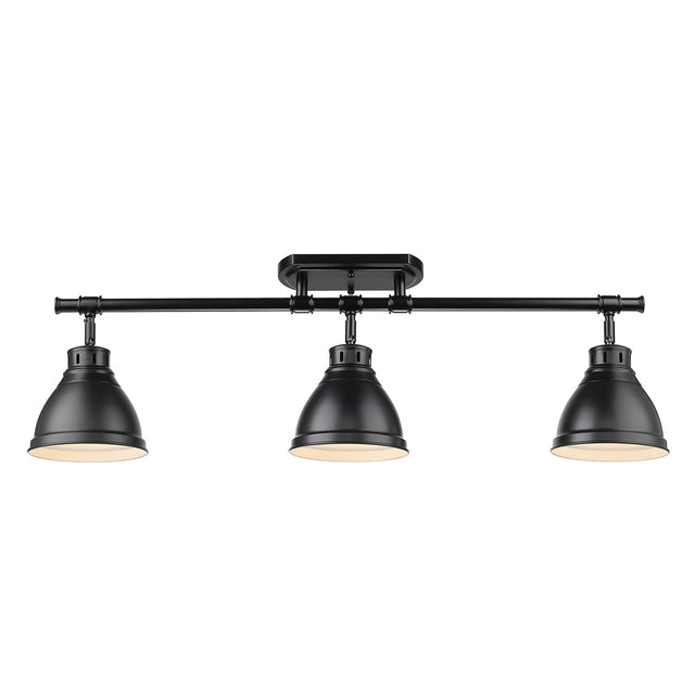 Duncan 3 Light Semi-Flush - Track Light in Matte Black with a Matte Black Shades