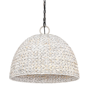 Rue 5 Light Pendant in Matte Black with Painted Sweet Grass Shade