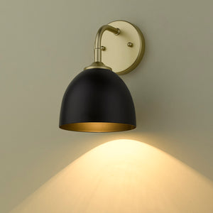 Zoey 1-Light Wall Sconce in Olympic Gold with Matte Black Shade
