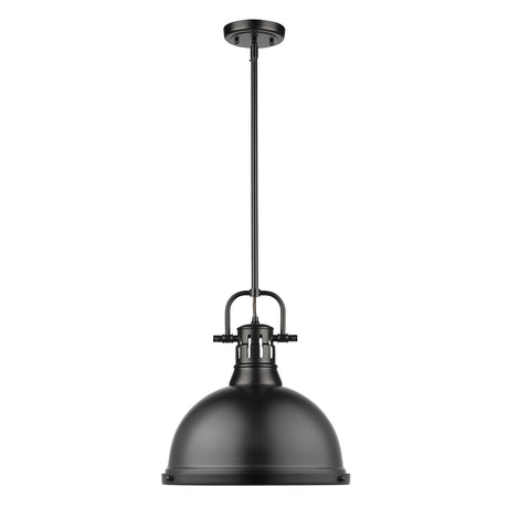 Duncan 1 Light Pendant with Rod in Matte Black with a Matte Black Shade