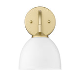 Zoey 1-Light Wall Sconce in Olympic Gold with Matte White Shade