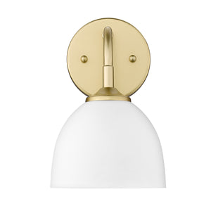Zoey 1-Light Wall Sconce in Olympic Gold with Matte White Shade