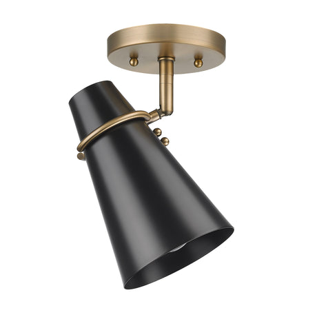 Reeva Semi-Flush in Modern Brass with Matte Black Shade