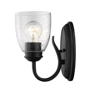 Parrish 1 Light Bath Vanity in Matte Black with Seeded Glass