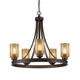 Hidalgo 5 Light Chandelier in Sovereign Bronze with Regal Glass