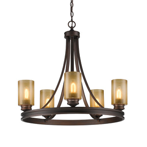 Hidalgo 5 Light Chandelier in Sovereign Bronze with Regal Glass