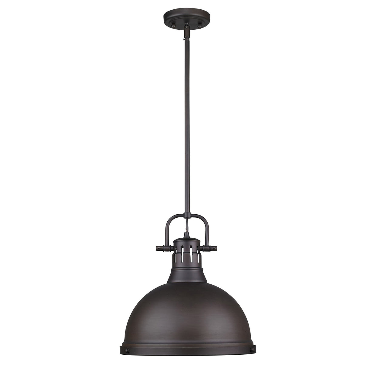 Duncan 1 Light Pendant with Rod in Rubbed Bronze with a Rubbed Bronze Shade