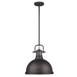 Duncan 1 Light Pendant with Rod in Rubbed Bronze with a Rubbed Bronze Shade