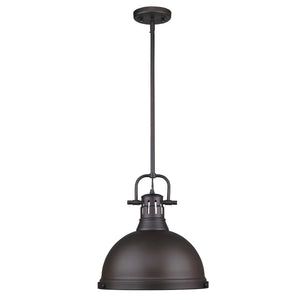 Duncan 1 Light Pendant with Rod in Rubbed Bronze with a Rubbed Bronze Shade