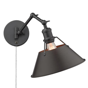 Orwell BLK Articulating 1 Light Wall Sconce with Rubbed Bronze Shade