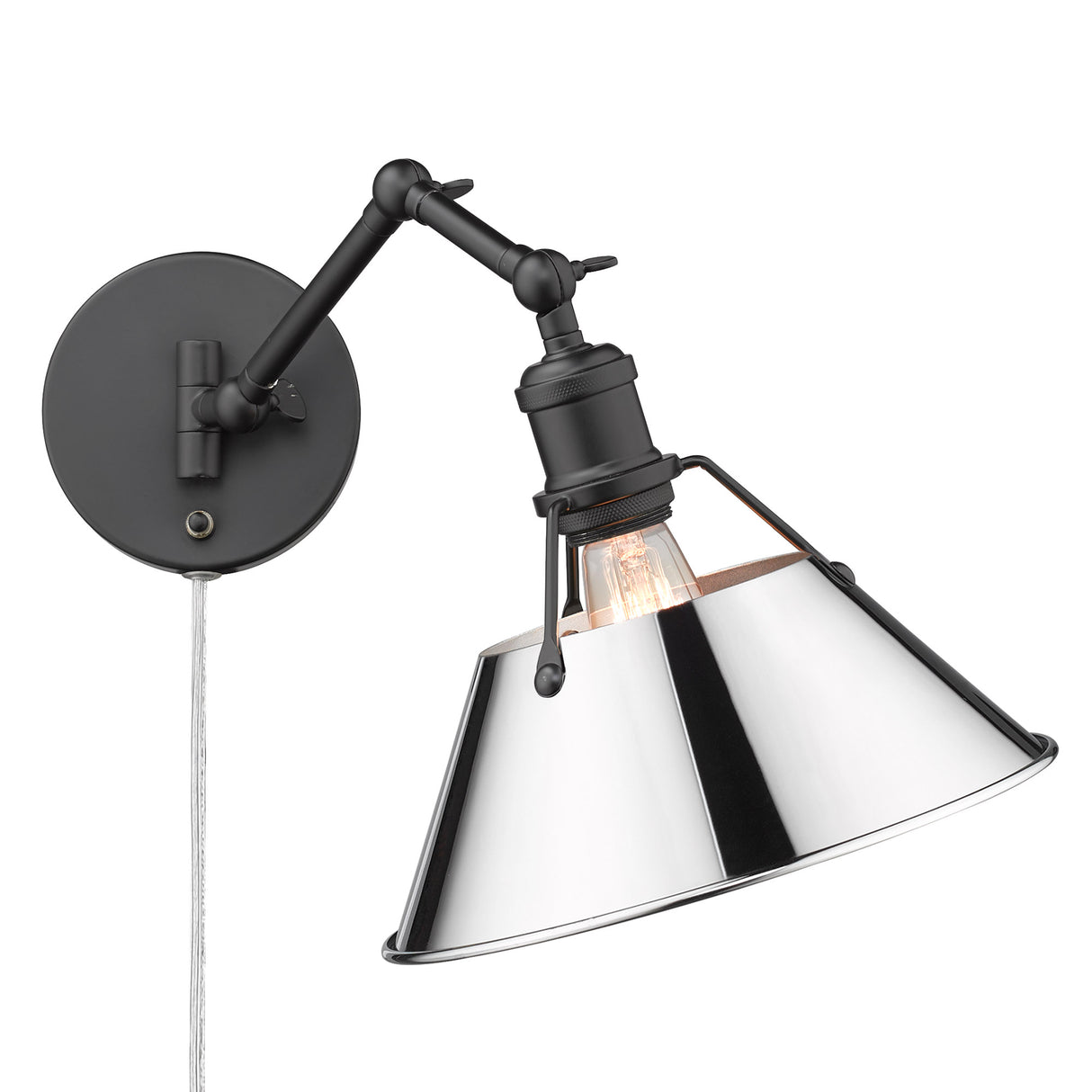 Orwell BLK Articulating 1 Light Wall Sconce with Chrome Shade
