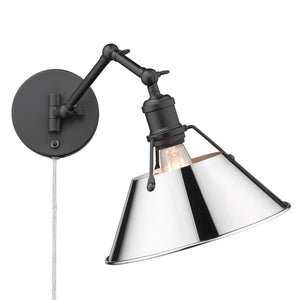 Orwell BLK Articulating 1 Light Wall Sconce with Chrome Shade