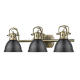 Duncan 3 Light Bath Vanity in Aged Brass with a Matte Black Shade