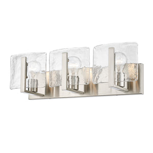 Aenon 3-Light Bath Vanity in Pewter with Hammered Water Glass Shade