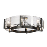 Aenon 6-Light Semi-Flush in Matte Black with Hammered Water Glass Shade