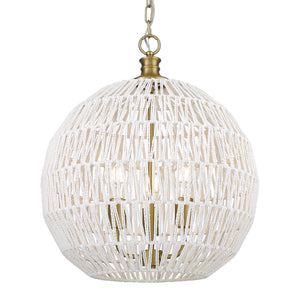 Florence 5-Light Pendant in Brushed Champagne Bronze and Bleached White Raphia Rope Shade