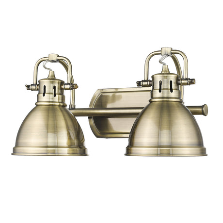 Duncan 2 Light Bath Vanity in Aged Brass with Aged Brass Shades