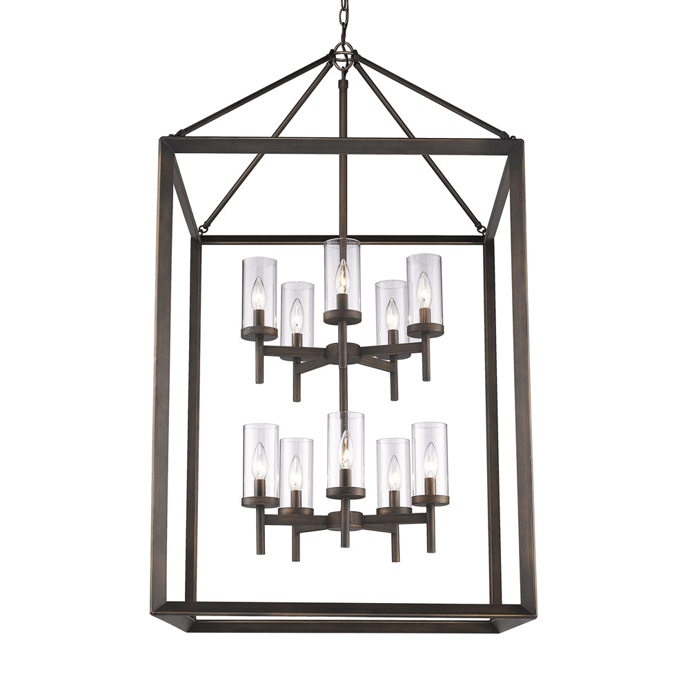 Smyth 10 Light Pendant in Gunmetal Bronze with Clear Glass