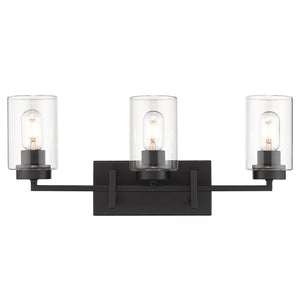 Tribeca 3-Light Bath Vanity in Matte Black with Matte Black Accents