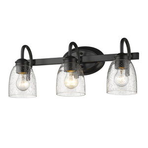 Parrish 3 Light Bath Vanity in Matte Black with Seeded Glass