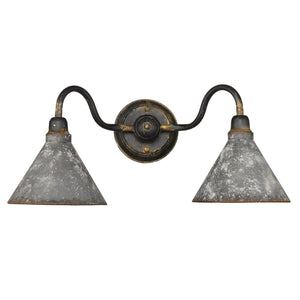 Jasper 2-Light Bath Fixture in Antique Black Iron
