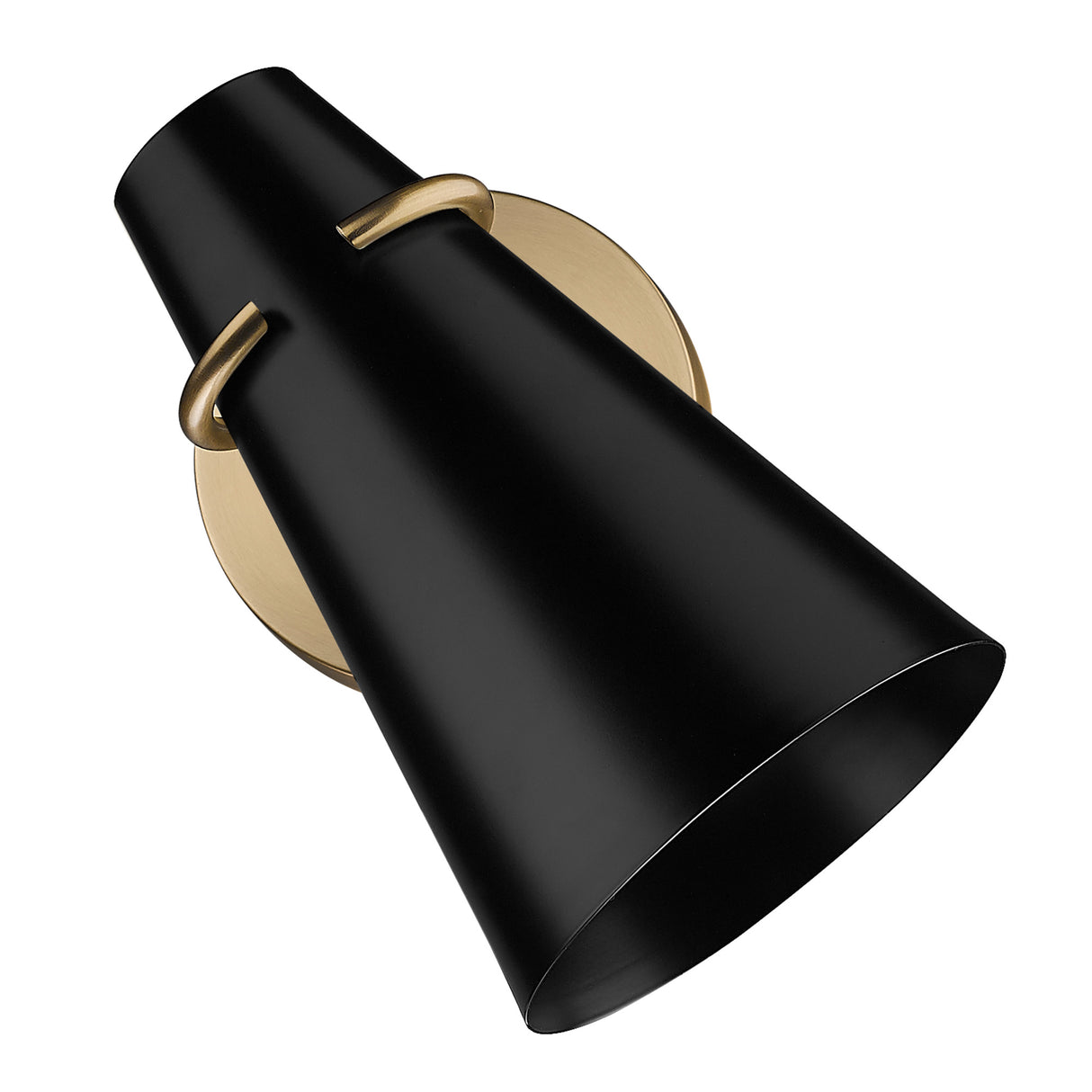 Reeva 1 Light Wall Sconce in Modern Brass with Matte Black Shade