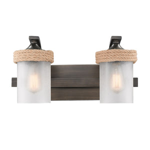 Chatham 2 Light Bath Vanity in Gunmetal Bronze with Clear Sandblasted Glass