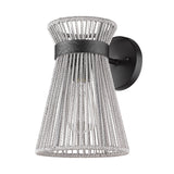 Avon 1-Light Wall Sconce in Matte Black with Bleached Raphia Rope