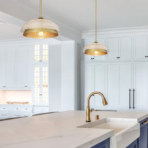 Crawford Mini Pendant in Brushed Champagne Bronze with Retro Prism Glass Shade