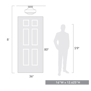 Ingalls Large Semi-Flush in Matte Black with Clear Glass Shade