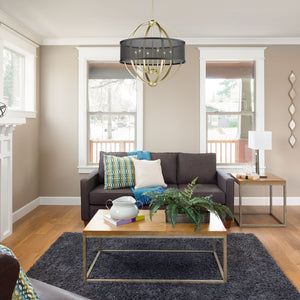 Colson 6 Light Chandelier in Olympic Gold & Matte Black Shade