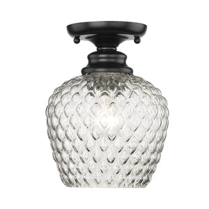 Adeline Semi-Flush in Matte Black with Clear Glass Shade