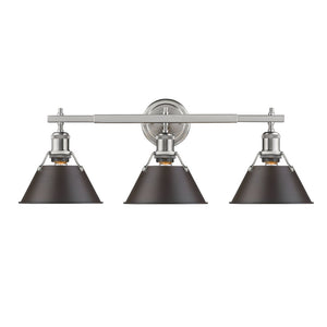 Orwell PW 3 Light Bath Vanity in Pewter with Rubbed Bronze Shade