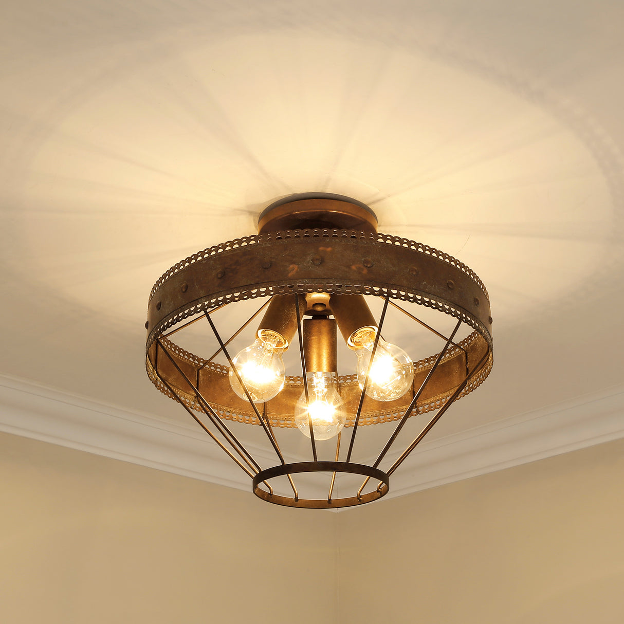Ferris Semi-Flush in Copper Patina