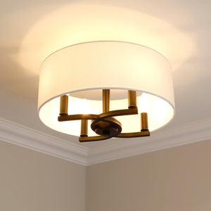 Eliana 4 Light Semi-Flush in Matte Black with Modern White Shade
