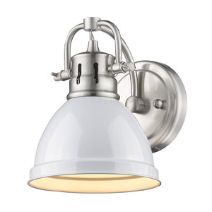 Duncan 1 Light Bath Vanity in Pewter with a White Shade