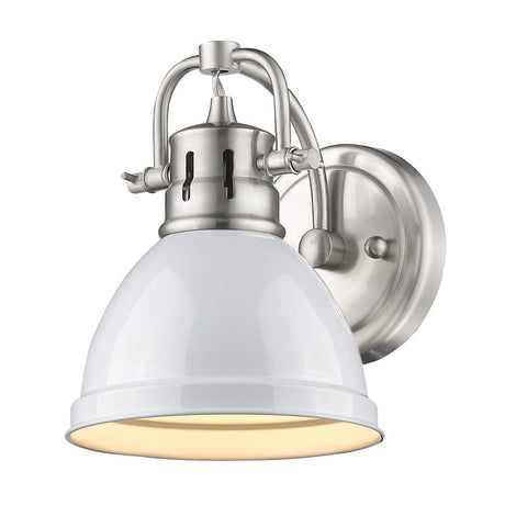 Duncan 1 Light Bath Vanity in Pewter with a White Shade