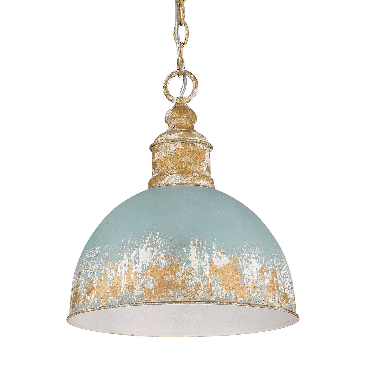 Alison Medium Pendant in Vintage Gold with Teal Shade