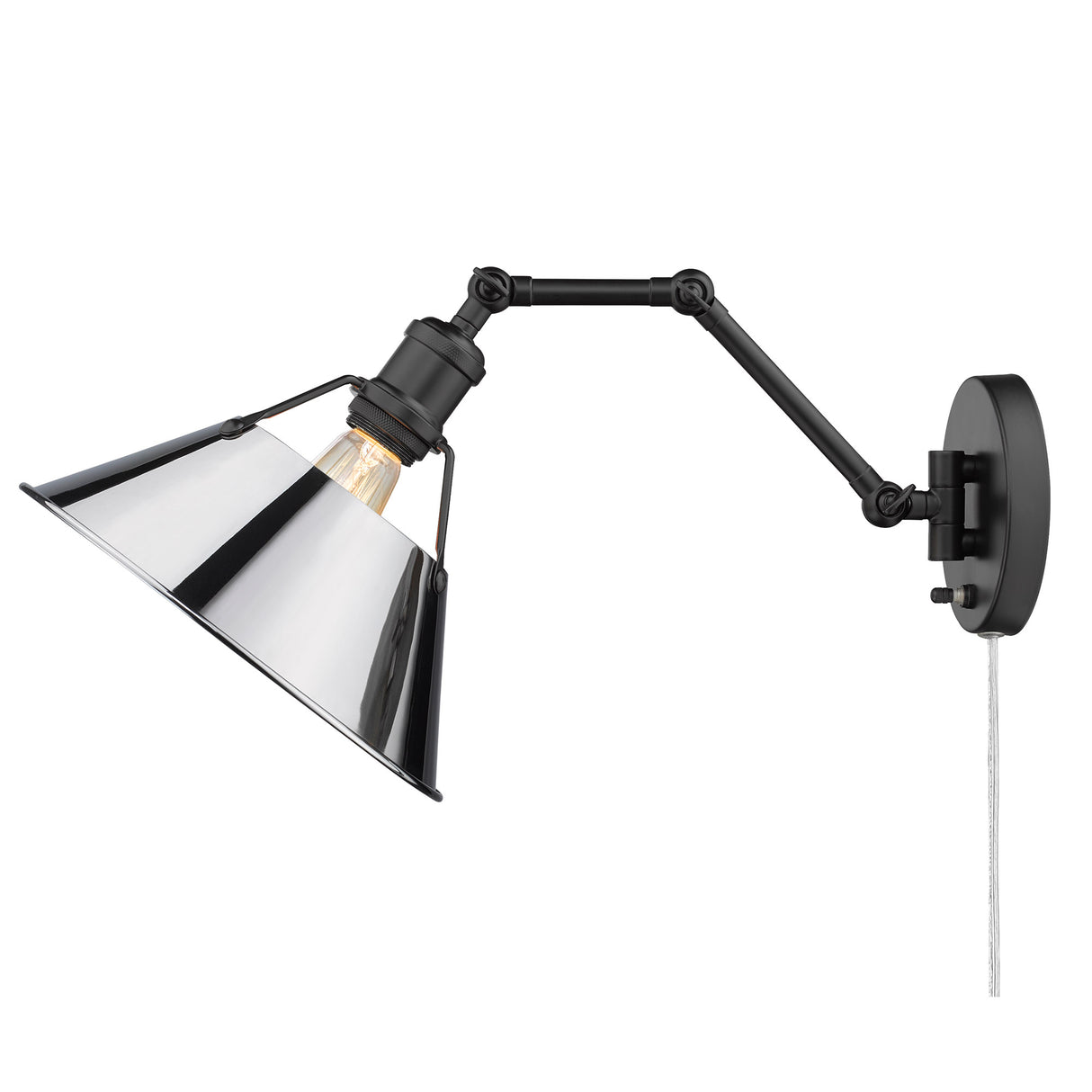 Orwell BLK Articulating 1 Light Wall Sconce with Chrome Shade