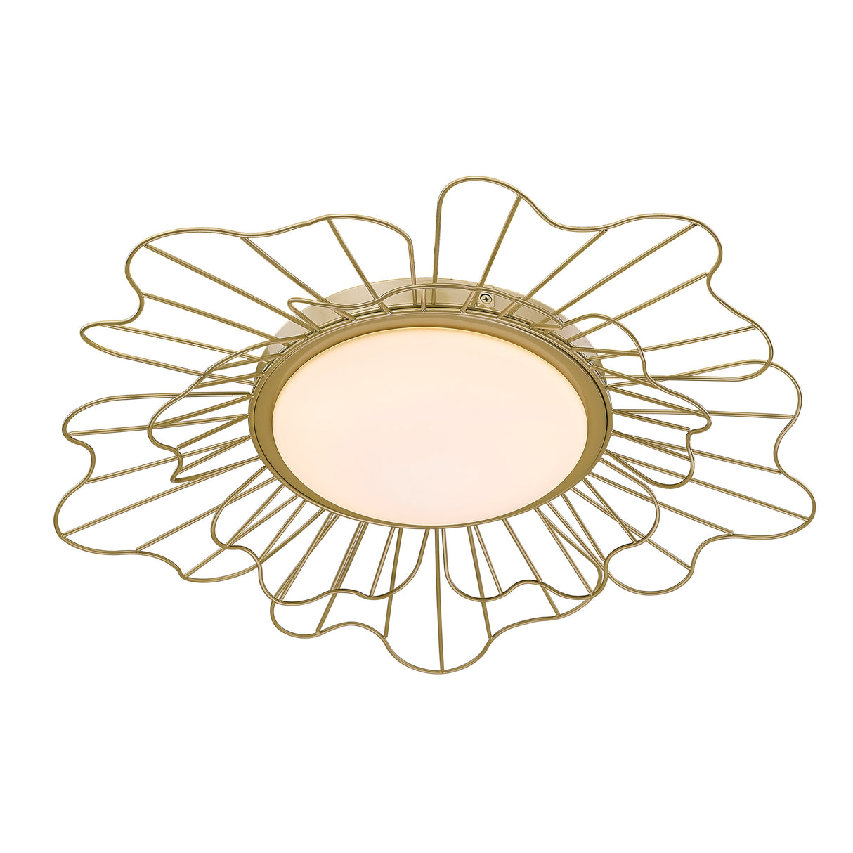 Yasmin LOG Flush Mount - 24" in Olympic Gold with Opal Glass Shade