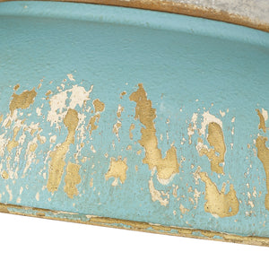 Kinsley Flush Mount in Aged Galvanized Steel with Antique Teal Shade