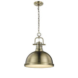 Duncan 1 Light Pendant with Chain in Aged Brass with a Aged Brass Shade