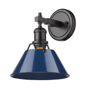 Orwell BLK 1 Light Bath Vanity in Matte Black with Navy Blue Shade