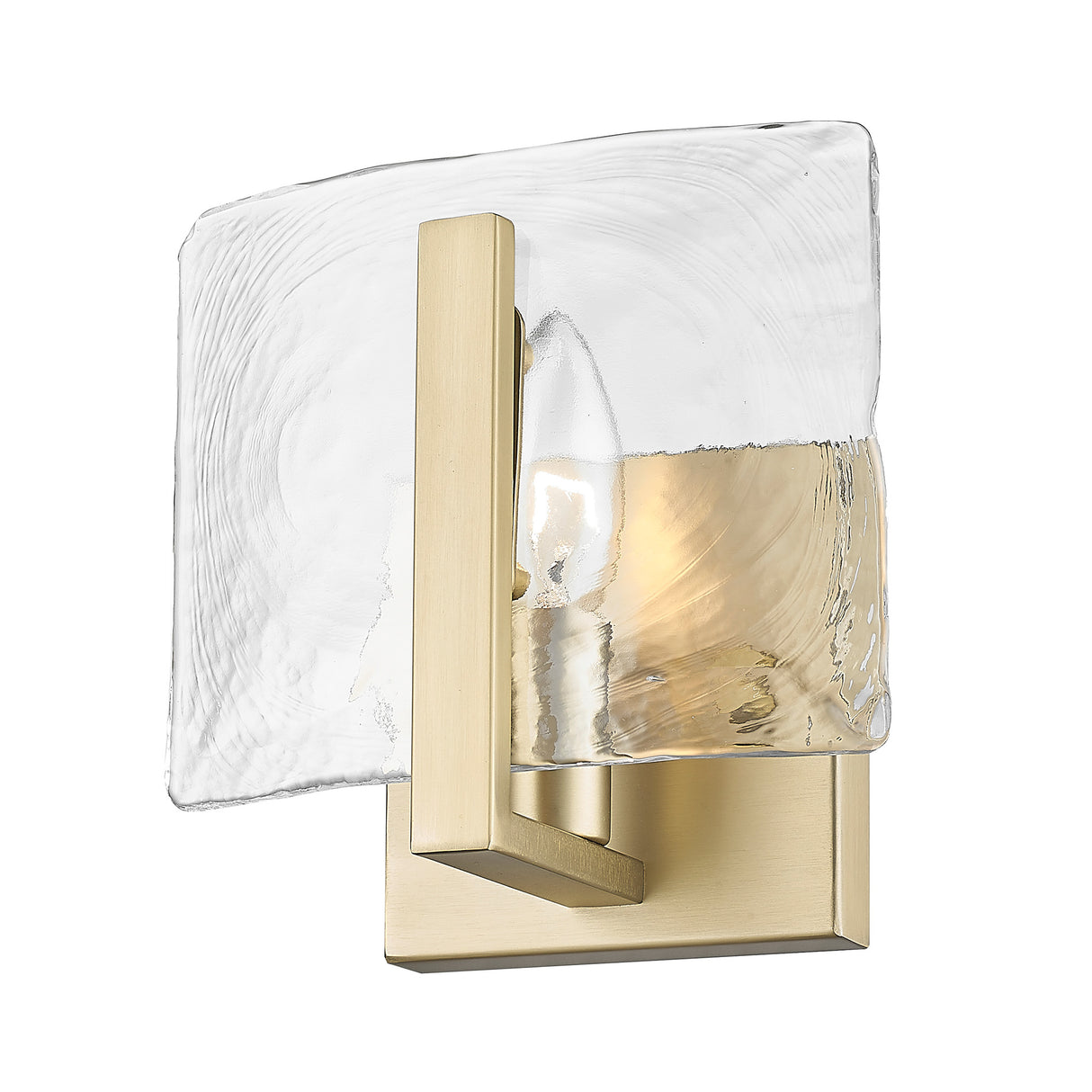 Aenon 1-Light Wall Sconce in Brushed Champagne Bronze with Hammered Water Glass Shade