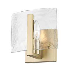 Aenon 1-Light Wall Sconce in Brushed Champagne Bronze with Hammered Water Glass Shade